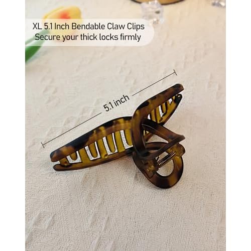 5 Inch Extra Large Claw Clips, 13 cm No Slip Matte Jumbo XL Hair Clips for Thick Long Curly Hair, Big Hair Claw Clips, 2 Pack