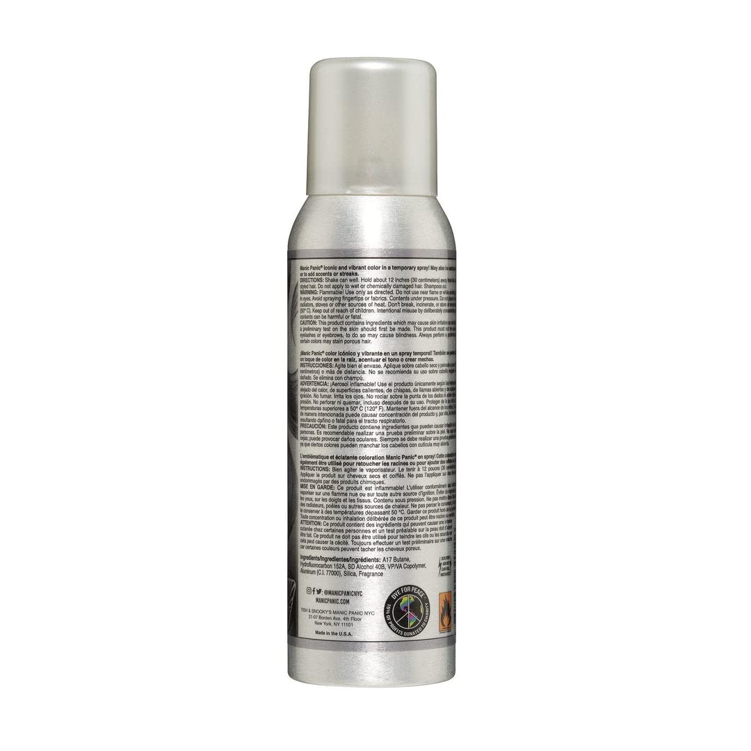 MANIC PANIC Silver Stiletto Temporary Amplified Hair Color Spray - 3.4oz - Icy Silver Shade with Lavender Tint - Vegan, Washes Out Easily, For All Hair Colors, Kids & Adults (Pack of 2)