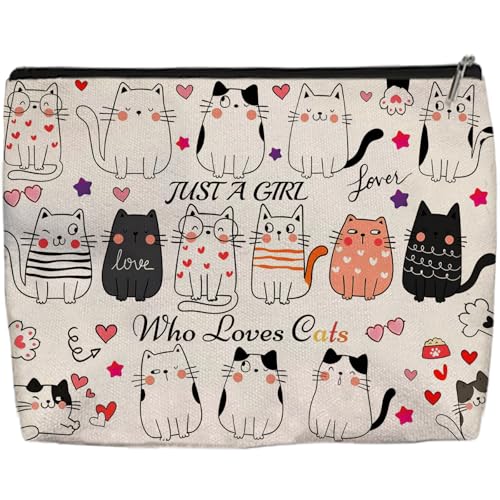Cat Makeup Bag for Women - Lightweight Travel Pouch with Lining, High-definition, Double-Sided Printed, Funny Cat Gift Bags for Birthday & Christmas Gifts