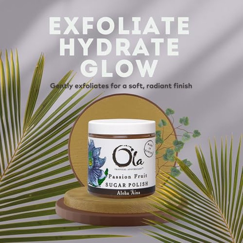 Ola Tropical Apothecary Passion Fruit Sugar Polish with Pure Tropical Oils and Plant Extracts - 11.6 Oz