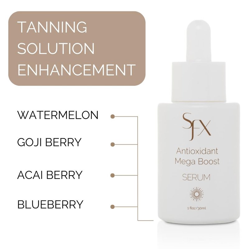 SunFX Sunless Tanning Additive - Anti-Oxidant Mega Boost with Watermelon, Goji Berry & Acai Berry | 1 fl oz/30ml