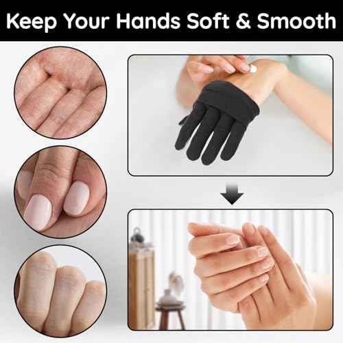 Segbeauty 12 Counts Touchscreen Black Cotton Gloves Black with Elastic Band, 6 Pair Touch Screen Hand Moisturizing Cotton Gloves for Dry Hands Sleeping Overnignt, Reusable Hand Care Spa Moisture Glove