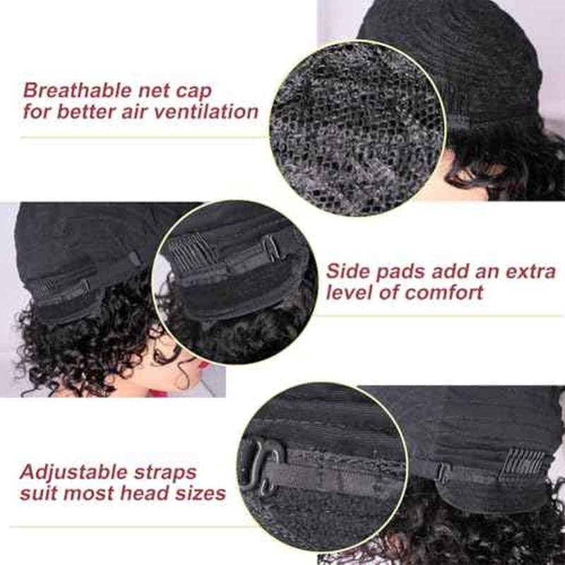 Grey Short Curly Wig Pixie Cut Human Hair Wigs for Women Wear and Go Non Lace Machine Made Wigs Human Hair Salt and Pepper Color for Older Women Breathable Daily Wig