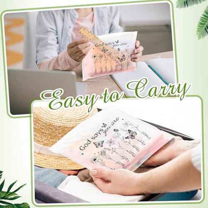 Reginary 50 Pcs Inspirational Gifts Bulk for Women Cosmetic Bag EVA Makeup Bag with Zipper for Birthday Christmas Encouragement Presents(God Says)