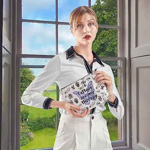 WCGXKO Tattoo Artist Gift Gothic Tattoos Are My Therapy Zipper Pouch Makeup Bag