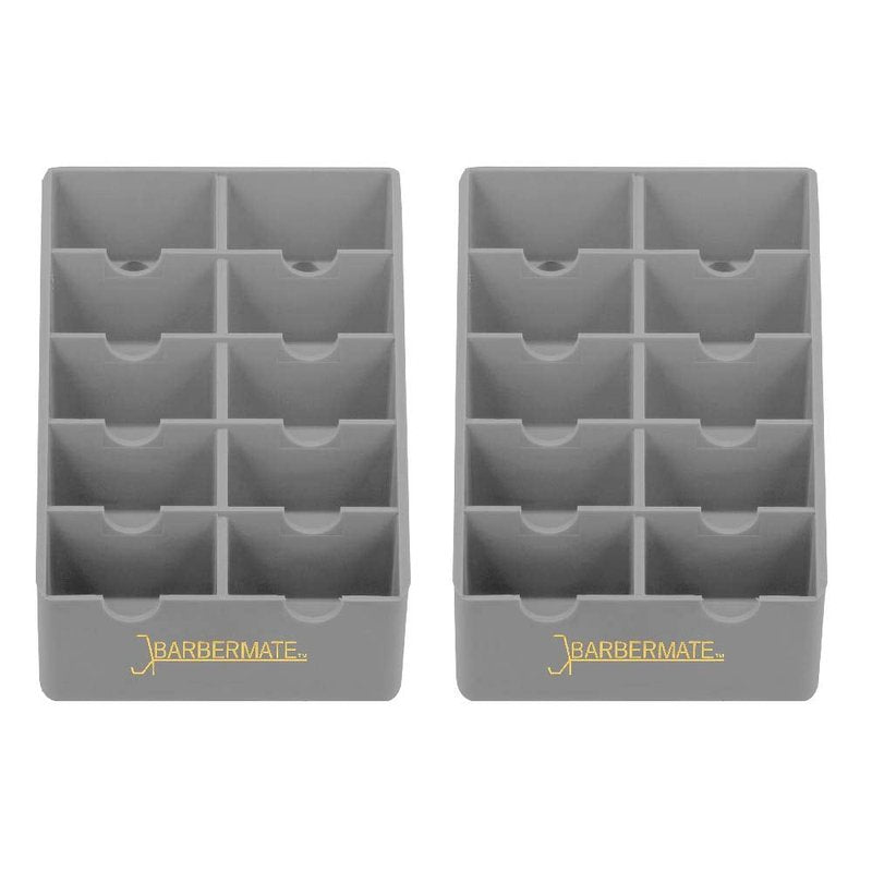 BarberMate 2 Pack Blade Rack Storage Tray - Holds 10 Clipper Blades (Gray)