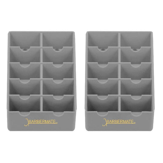 BarberMate 2 Pack Blade Rack Storage Tray - Holds 10 Clipper Blades (Gray)