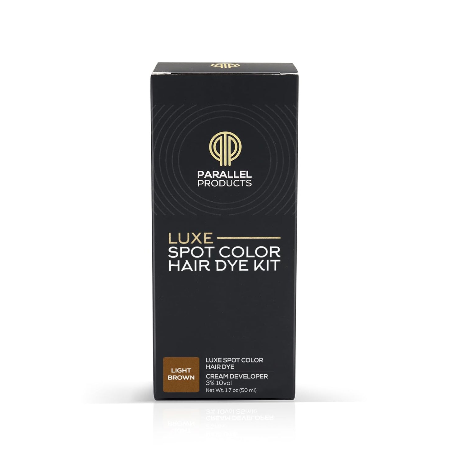 Parallel Products - Luxe Color (Light Brown) - Cream Hair Dye - 25mL - Tint for Professional Spot Coloring - With Cream Developer, Mixing Dish and Application Brush - Covers Grey Hair - Root Touch Up