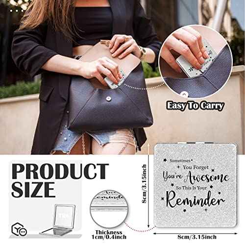 Qunclay 12 Pcs Employee Appreciation Gifts, Compact Mirror for Women Inspirational Makeup Mirror Favors for Thanksgiving Christmas Coworker Team