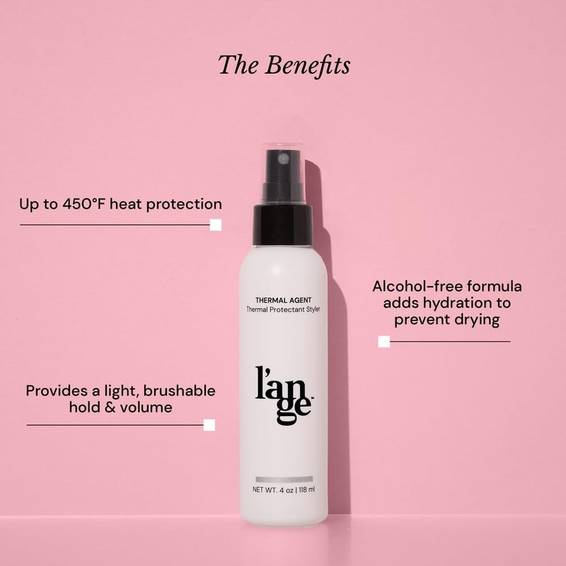 L'ANGE HAIR Thermal Agent Heat Protectant Spray | 450°F Heat Protection Spray for Hair | Controls Frizz, Enhances Shine & Volume | Safe for Color-Treated Hairstyles | Lightweight & Non-Greasy, 4 fl oz