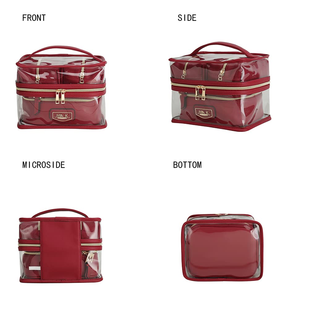 MKF Collection 4PCS Stylish Cosmetic Bag Portable Makeup Travel Organizer Case Pewter Silver by Mia k