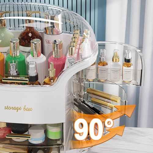 Large Capacity Makeup Organizer Countertop Vanity Organizer for Waterproof and Dustproof Skincare, Multi-Style, Clear