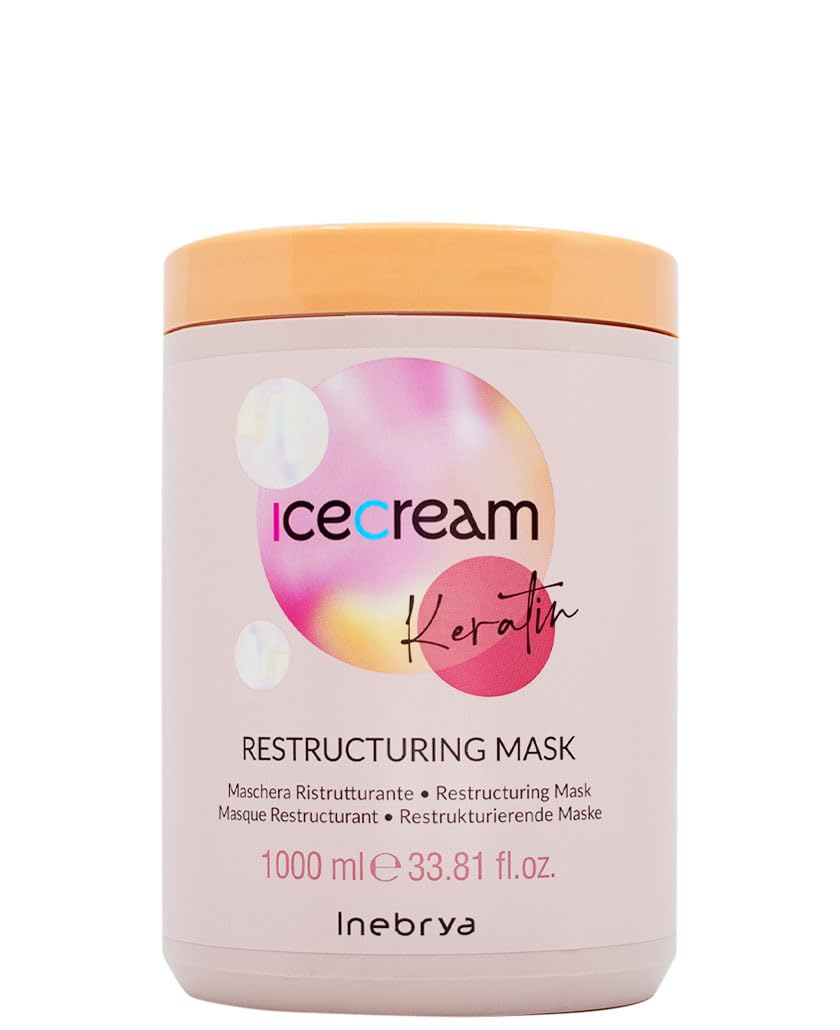 Inebrya Ice Cream Keratin Mask - Deep Conditioning Treatment 1000ml | Hair Repair & Hydration