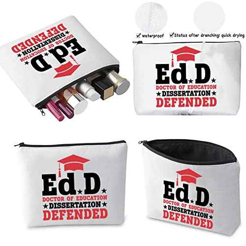 CMNIM EdD Gift Doctor Of Education Dissertation Defended Makeup Bag for Doctorate Graduation Gift for Her