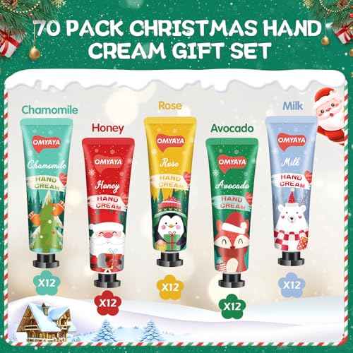 70 Pack Christmas Hand Cream Gift Set, Hand Lotion Travel Size, Mini Hand Cream, Lotion bulk,Stocking Stuffers Christmas Holiday Gifts For Women Coworker,Moisturizing Hand Creams for Dry Cracked Hands