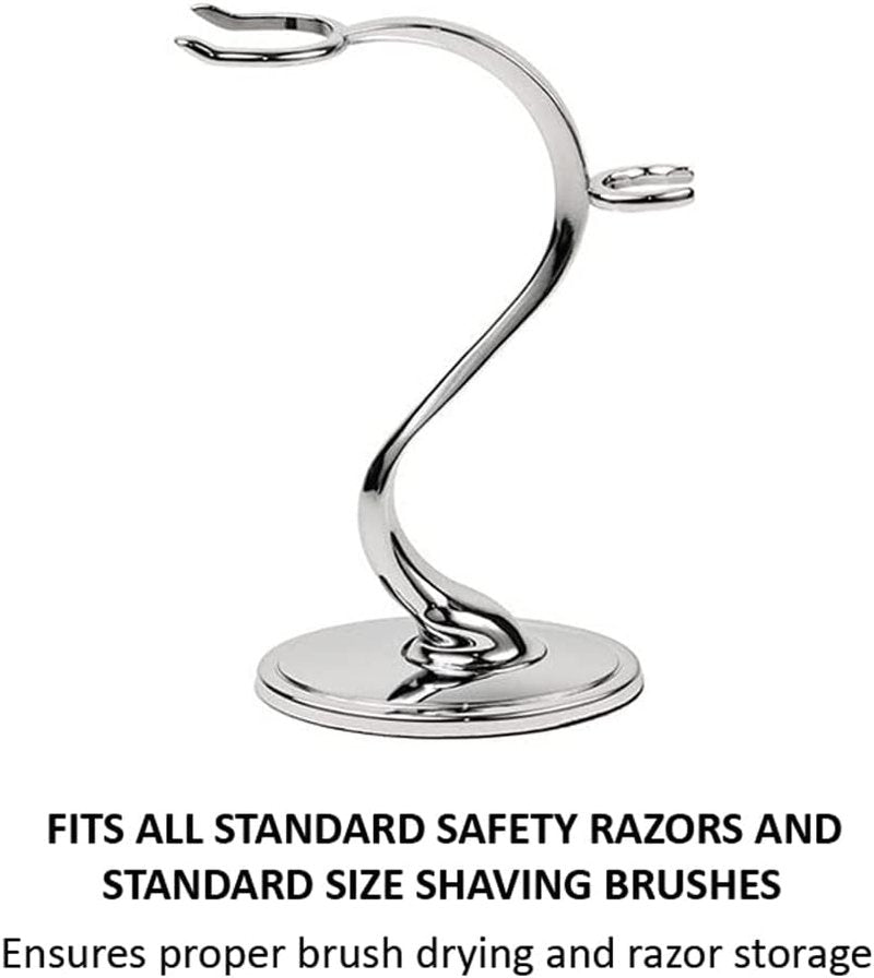 Taconic Shave Super Safety Razor Stand | Heavyweight Chrome Double Edge Holder for Classic Wet Shaving