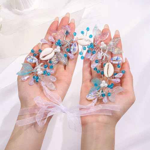 Campsis Mermaid Headpiece, Blue Seashell Hair Accessory for Girls, Starfish Headband for Women