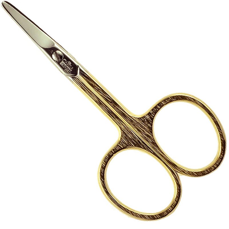 Camila Solingen CS01 Safety Tip Baby Nail Scissors for Manicure and Pedicure, Hypoallergenic Gold Plated Grooming Scissors for Toddler Nail Care, Made of Carbon Steel in Solingen, Germany