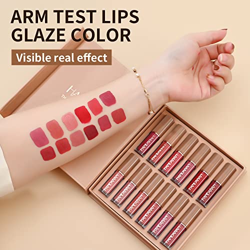 12 Colors Book Style Velvet Matte Liquid Lipstick Christmas Gift Set Long-Lasting Non-Stick Cup Not Fade Shimmer Nude Lip Gloss Thanks For the Love Lip Set (Set B)