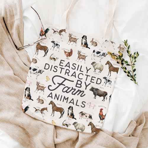 WCGXKO Dairy Farm Gift: Animal Lover Canvas Shopping Bag Tote