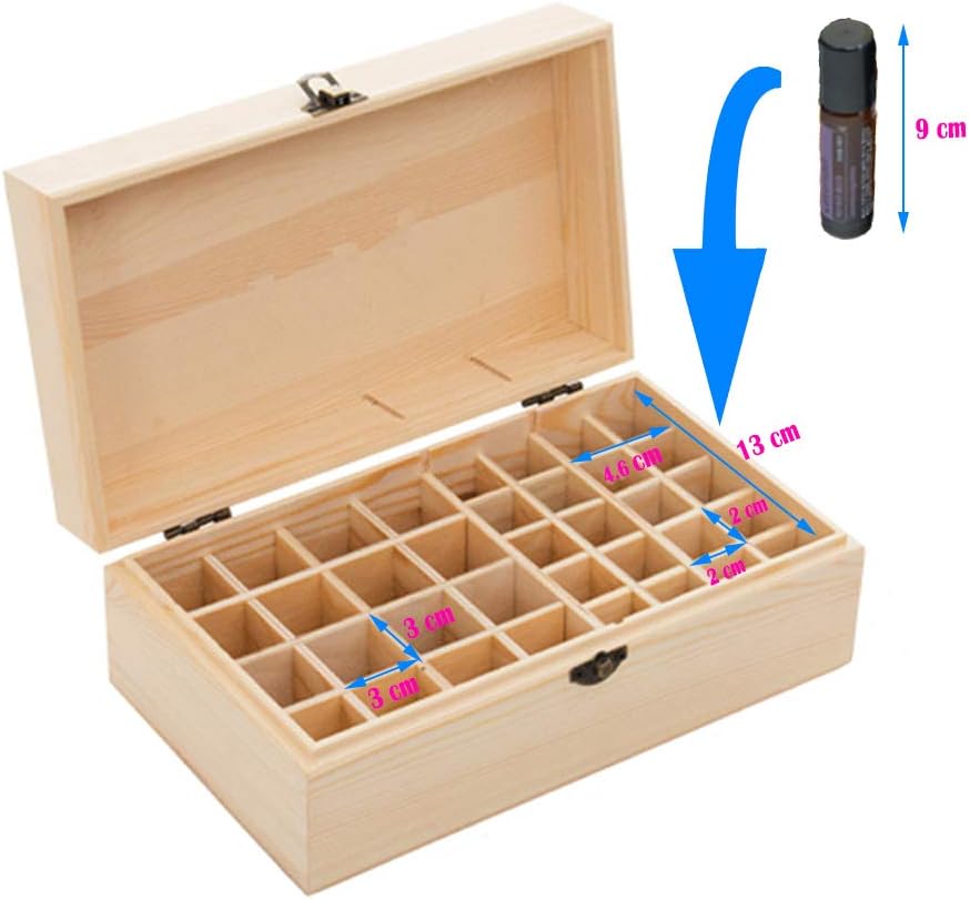Essential Oil Storage Box - Wooden Organizer for 36 Bottles | Travel & Presentation Friendly