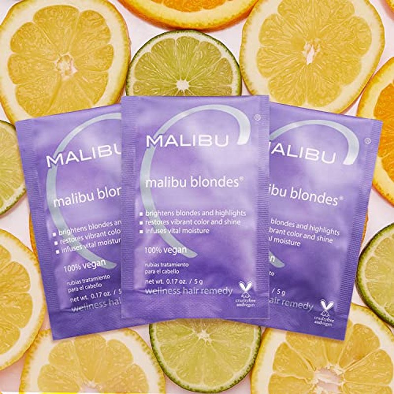 Malibu C Blondes Wellness Remedy - Removes Discoloration from Bleached, Highlighted or Natural Blonde Hair + Restores Vibrance and Shine with Vitamin C Complex (12 Packets)