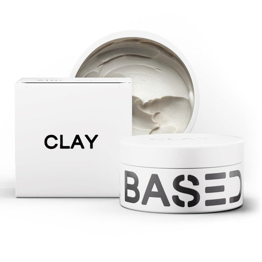 BASED Hair Clay for Men, Premium Hair Clay with Strong Hold, Texturizing Finish, & Low Shine, Hair Styling for Medium, Thick, Straight, or Wavy Hair, Santal Sandalwood Fragrance (3oz Pack of 1)
