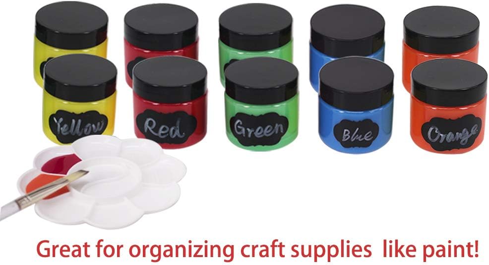 Clear Plastic Slime Jars - 48 Pack 2 OZ (55ml) Containers with Lids & Labels | Ideal for Cosmetics, Makeup, Organization