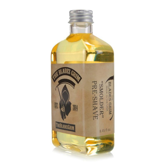 The Blades Grim – Pre-Shave Oil, Handmade in the USA (Smolder, 8.45oz)