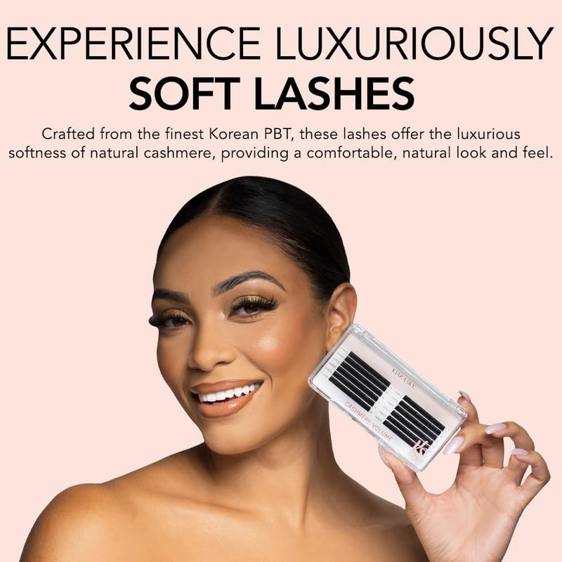 KIARA SKY Cashmere Volume Lash Extensions - Soft Semi-Matte Finish | Professional Use | Black (D-0.05-12MM)