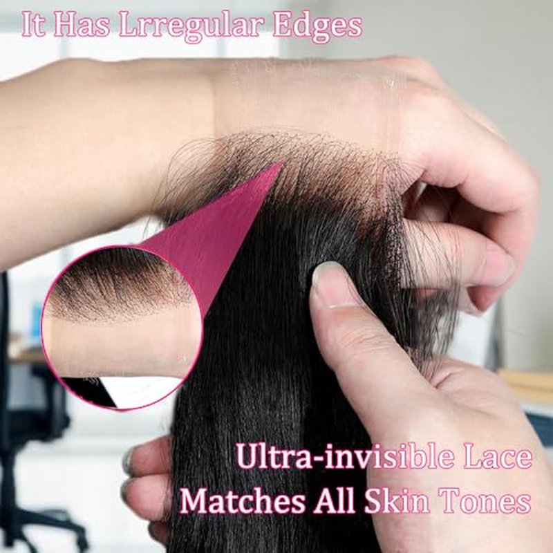 2x6 HD Lace Closure Body Wave Human Hair HD Transparent 18Inch 100% Brazilian Virgin Middle Part Pre Plucked With Baby Hair Natural Color 0.10Mm Ultra-Thin 2X6 HD Lace