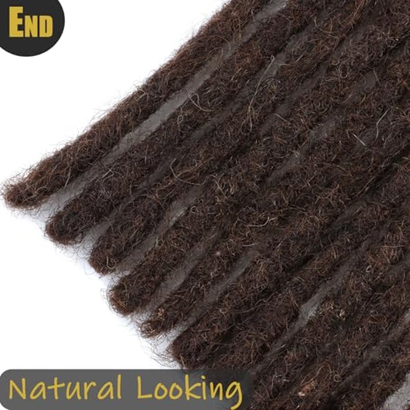 IXIMII Chocolate Brown Human Hair Dreadlock Extensions 0.4 cm 10 inch 20 Strands #4 Handmade Permanent loc Extensions with Needles and Comb Real Human Hair Dreads Extensions for Women Men Kids