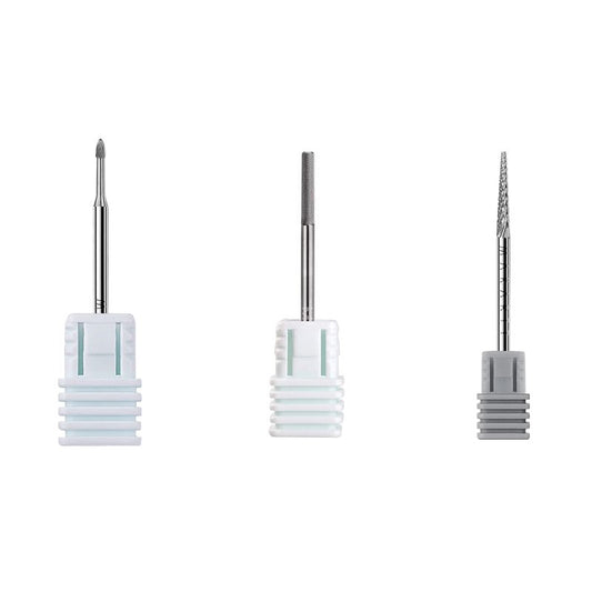 Makartt Cuticle Nail Drill Bit Safety Tungsten Carbide Cuticle Remover Drill Bit Bundle With Safety Cuticle Nail Drill Bit and Needle shape Fine-F Under Nail Cleaner Bit
