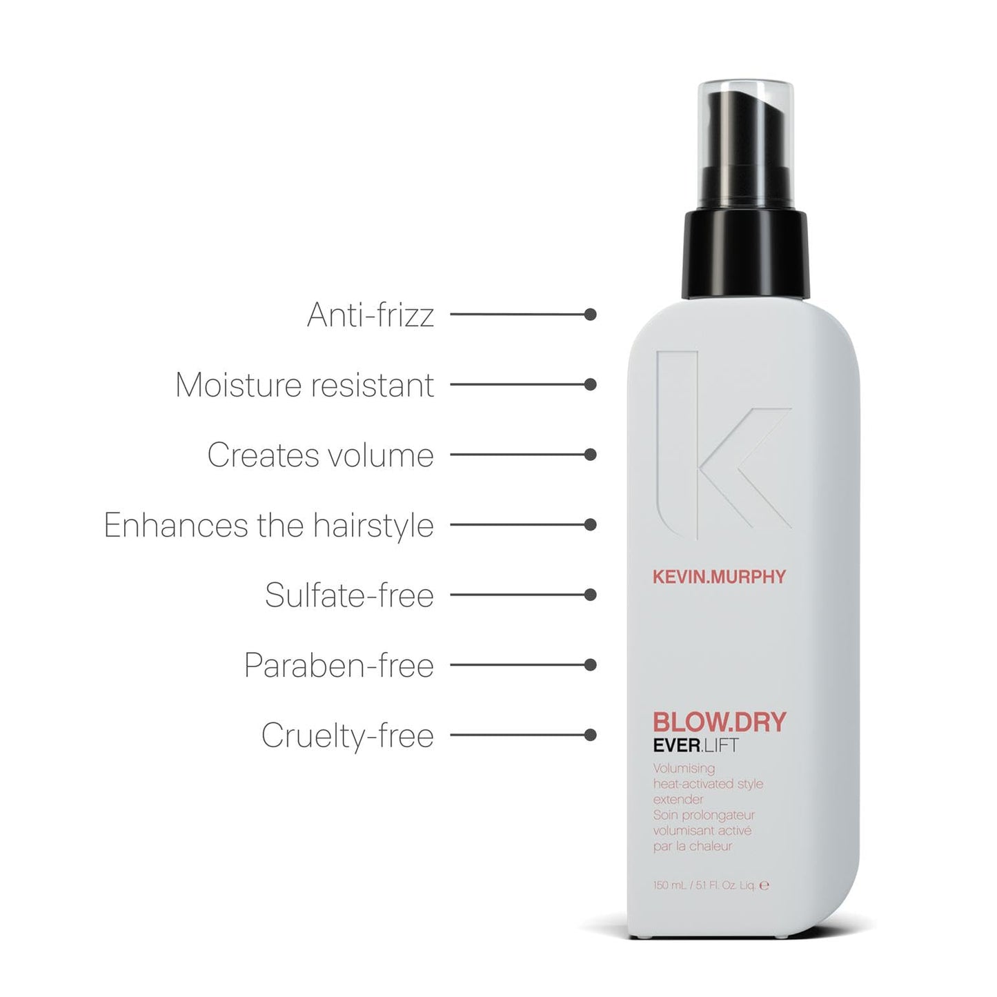 KEVIN.MURPHY BLOW.DRY EVER.LIFT - Style Extender Hair Spray - For Volume & Anti Frizz - Lightweight - Paraben Free Hair Care - 150 mL / 5.1 fl oz