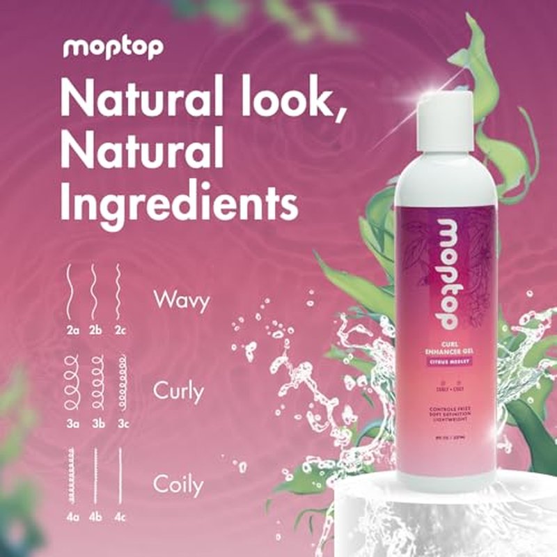 MopTop Curl Enhancer Gel ? Curl Defining Gel to Enhance Curly and Coily Hair, Lightweight and Anti Frizz Hair Care with Aloe, Sea Botanicals & Honey (Citrus Medley, 2pk)