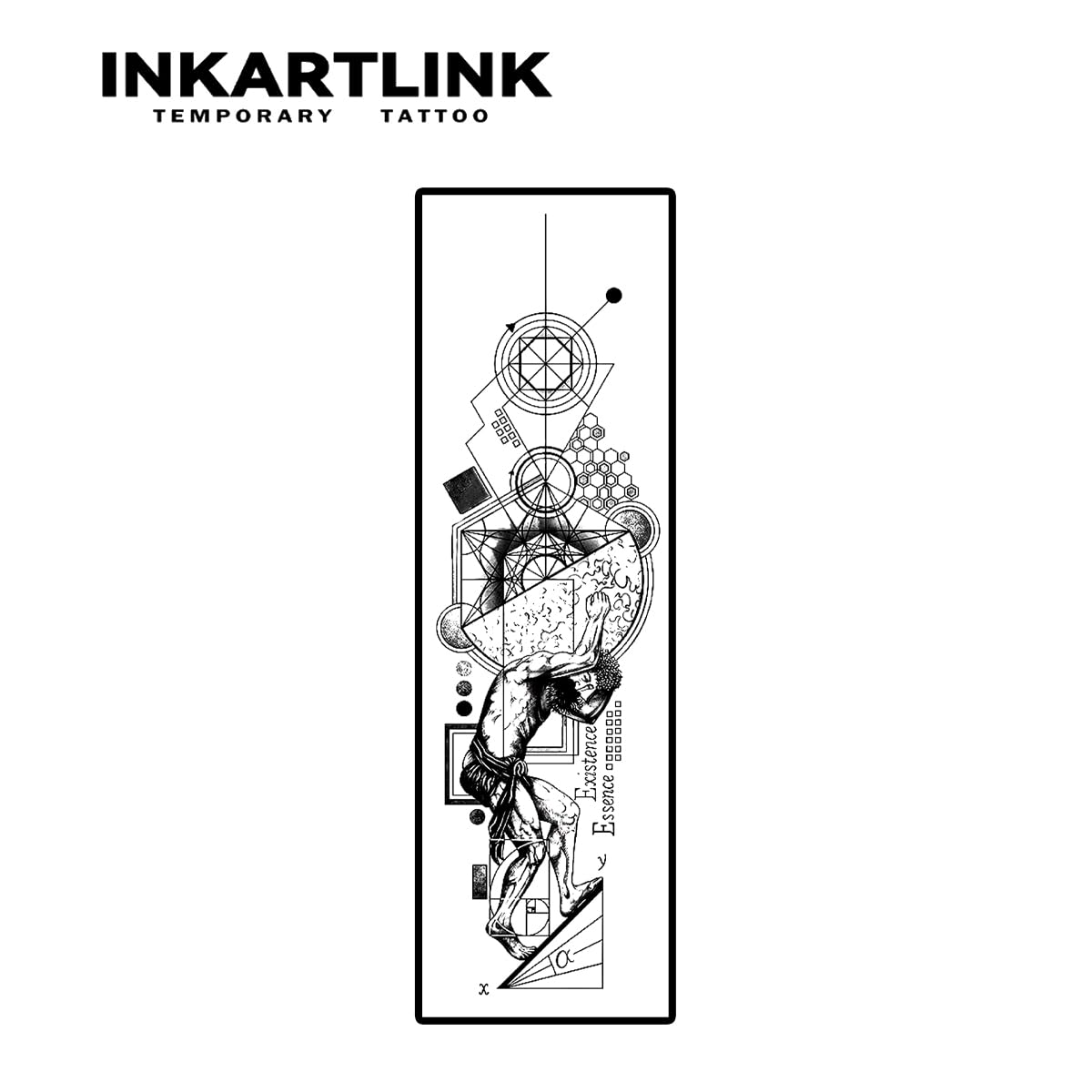 INKARTLINK Temporary Tattoos, Semi Permanent Tattoo Adult Art Design Waterproof Temp Tattoo Stickers Realistic Look, No Adhesive, Lasts 1-2 Weeks (Atlas)