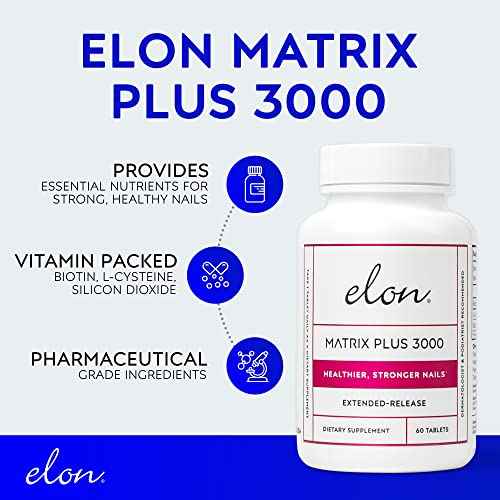 Elon Matrix Plus 3000 Biotin Vitamins for Nail Strengthening and Growth (120 Day Supply) - Healthy & Strong Nails - Biotin Supplement - Extended Release