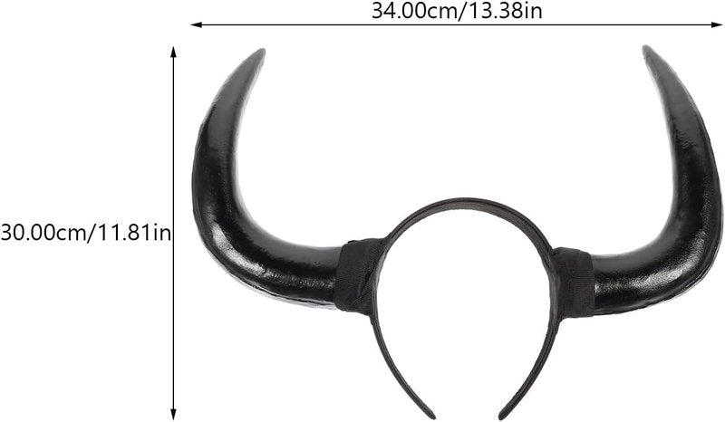 Horn Headband - Black Devil Ox Horn Costume Accessory for Halloween | Unisex Party Headpiece