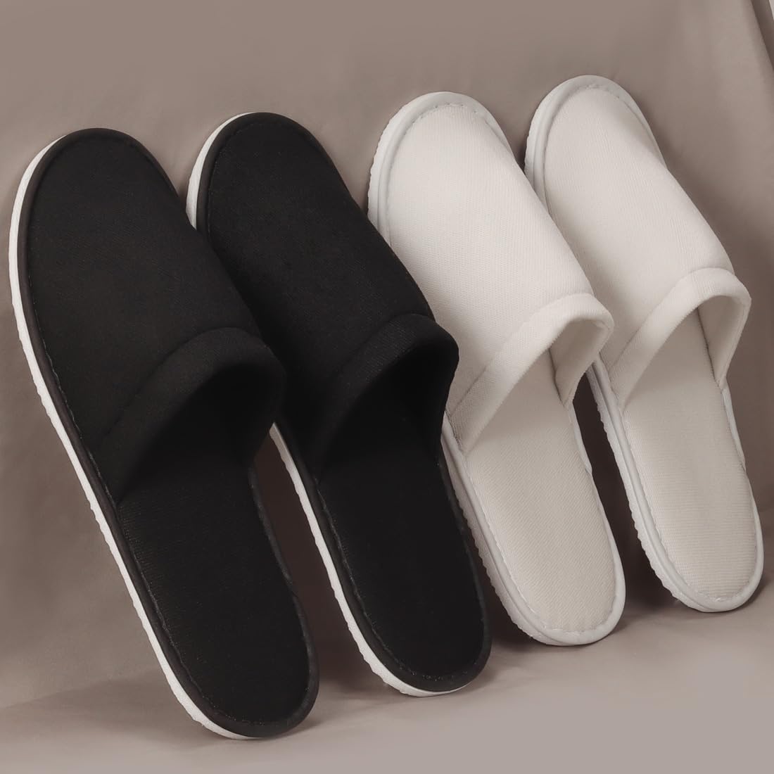 Yeios 20 Pairs Disposable Slippers for Guests Hotel Slippers Non-slip Washable Bulk for Spa House Travel for Adult for Men and Women Light Gray and Black