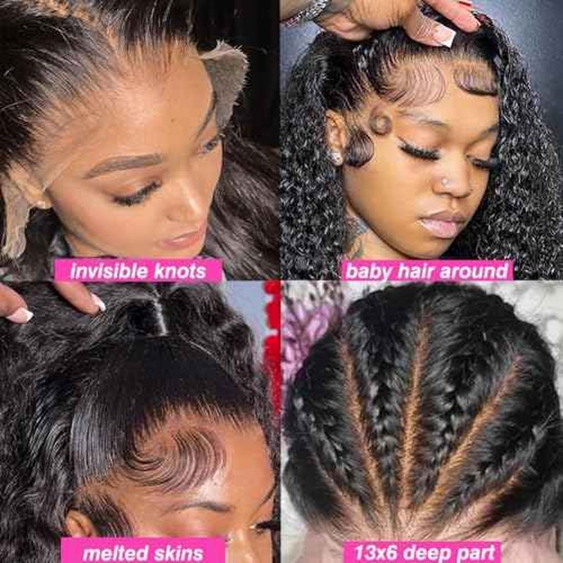 32 Inch Water Wave 13x6 HD Lace Front Wigs Human Hair Pre Plucked 200 Density Deep Part Curly Wig for Women Water Wave Frontal Wigs Human Hair