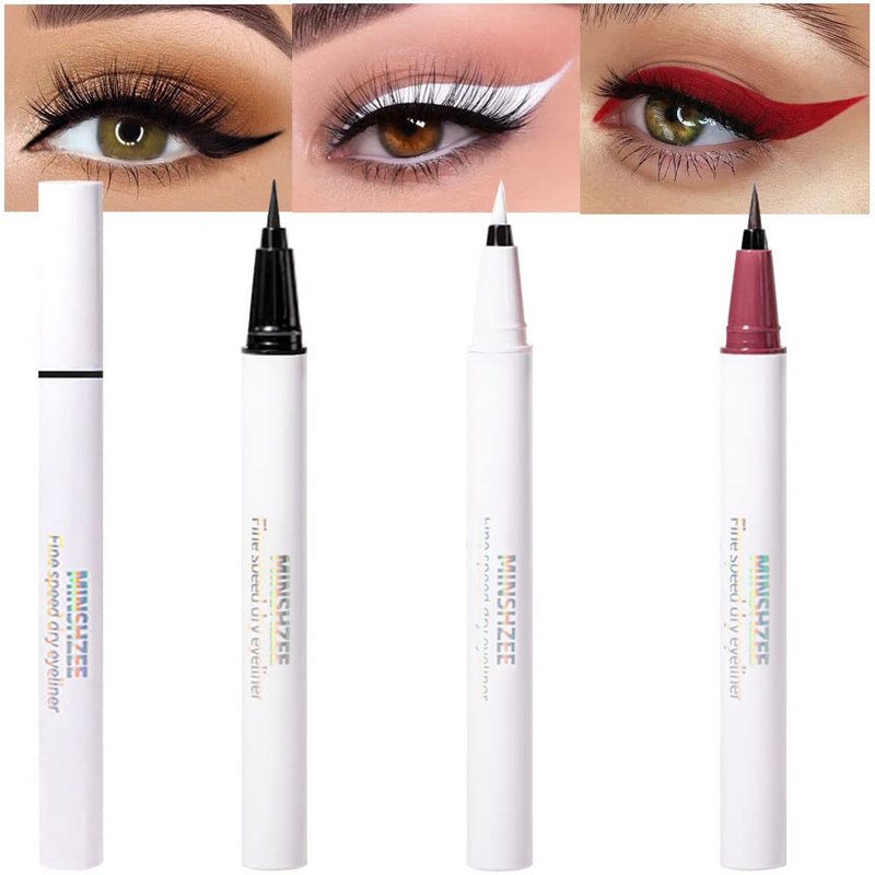 Colored Eyeliner Set - 3 Pcs Waterproof Matte Liquid Eye Liner in White, Red & Black | Long-Lasting Colorful Makeup