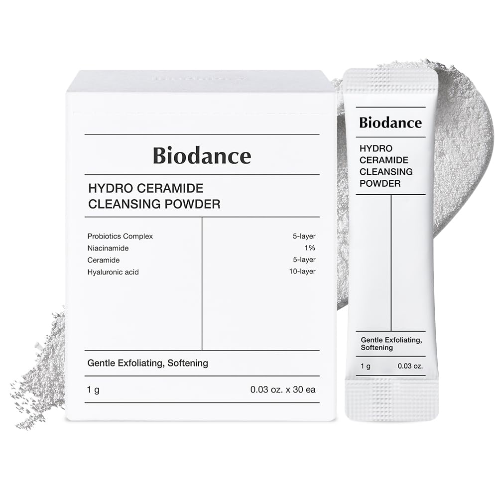 Biodance Hydro Ceramide Cleansing Powder, Gentle Exfoliating Daily Facial Cleanser with Hyaluronic Acids & Ceramides, Enzyme Powder | 0.03 oz x 30ea