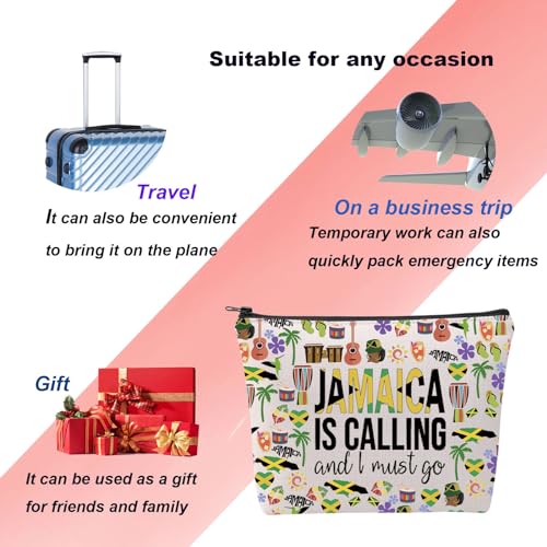 KUIYAI Jamaica Vacation Makeup Bag for Lovers - Cosmetic Travel Gift for Girls Trip - Souvenir for Travelers (JamaicaMakeup)