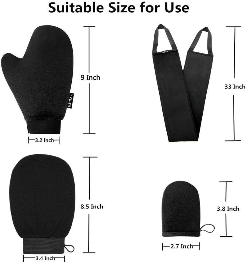Self Tanning Mitt Applicator Kit - 4 in 1 Set with Exfoliating Glove & Back Lotion Applicator | Perfect for Face & Body Tanning