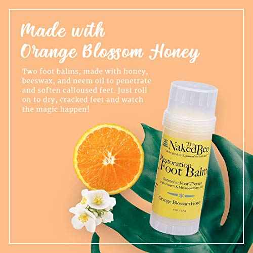 The Naked Bee Orange Blossom Honey Restoration Foot Balm, (2 oz) - 2 Pack