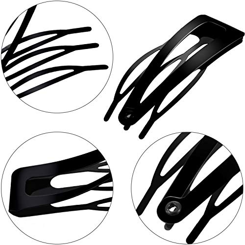 Chinco 24 Pcs Double Grip Hair Clips Metal Snap Clips Women Barrettes for Hair Making, Salon Supplies(Black,2 Inch)