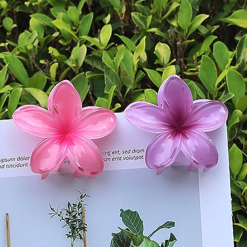 Flower Hair Clips for Women 6 Pcs Hawaiian Large Claw Clips Plumeria Medium Hair Claw Clips for Thick Thin Hair Hibiscus Tropical Beach Hair Accessories for Women Girls and Girls (ABS)
