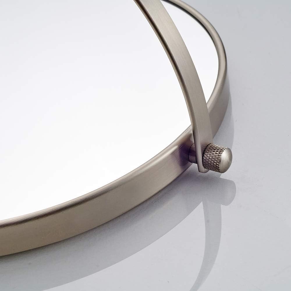 Gecious Wall Mounted Makeup Mirror Nickel, Double Sided with 10X Magnification,Wall Mount Vanity Mirror for Bathroom, 360 Swivel