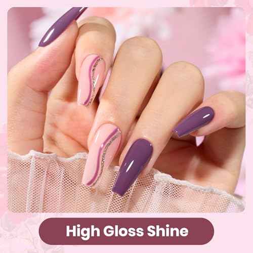 Beetles Burgundy Purple Gel Nail Polish Set - 6 Color Winter Purple Maroon Mauve Plum Gel Polish Kit, Soak Off UV LED Nail Gel for Autumn Manicure Nail Art Gifts for Women