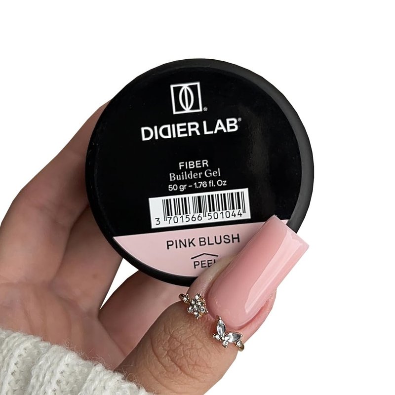 DIDIER LAB Fiber Builder Gel Pink Blush – Self-Leveling HEMA-Free Builder Gel for Nails - Ultra-Strong LED UV Fiberglass Nail Builder Gel for Nail Repair Refills and Nail Extensions - 1.76 fl oz